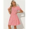 imageAllegra K Summer Dress for Women Gingham Short Sleeve Plaid Dresses Crewneck Loose Babydoll Casual Tiered DressesRed