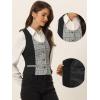 imageAllegra K Vintage Waistcoat Vest for Womens Plaid Button Down Work Dressy VestsBlack
