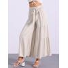 imageAllegra K Womens Boho Elastic High Waisted Ruffles Flare Palazzo Wide Leg PantsBeige