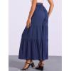imageAllegra K Womens Boho Elastic High Waisted Ruffles Flare Palazzo Wide Leg PantsDark Blue