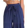 imageAllegra K Womens Boho Elastic High Waisted Ruffles Flare Palazzo Wide Leg PantsDark Blue