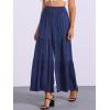 imageAllegra K Womens Boho Elastic High Waisted Ruffles Flare Palazzo Wide Leg PantsDark Blue