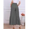imageAllegra K Womens Boho Elastic High Waisted Ruffles Flare Palazzo Wide Leg PantsGrey