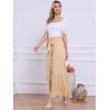 imageAllegra K Womens Boho Elastic High Waisted Ruffles Flare Palazzo Wide Leg PantsLight Khaki