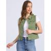 imageAllegra K Womens Buttoned Washed Denim Vest Jacket W Chest Flap PocketsBean Green