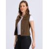 imageAllegra K Womens Buttoned Washed Denim Vest Jacket W Chest Flap PocketsCoffee