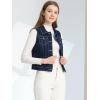 imageAllegra K Womens Buttoned Washed Denim Vest Jacket W Chest Flap PocketsNavy Blue