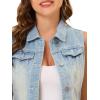 imageAllegra K Womens Buttoned Washed Denim Vest Jacket W Chest Flap PocketsSky Blue