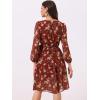 imageAllegra K Womens Chiffon Floral Sexy Deep V Neck Tie Waist Bishop Sleeve Casual Wrap Midi DressBurgundy