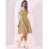 imageAllegra K Womens Christmas Plaid Dress Vintage Sleeveless Tie Waist ALine Pinafore Overall DressesYellow