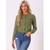 imageAllegra K Womens Denim Jacket Collarless Round Neck Button Down Long Sleeve Jean JacketsArmy Green