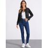 imageAllegra K Womens Denim Jacket Collarless Round Neck Button Down Long Sleeve Jean JacketsBlack