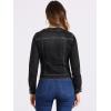 imageAllegra K Womens Denim Jacket Collarless Round Neck Button Down Long Sleeve Jean JacketsBlack