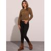 imageAllegra K Womens Denim Jacket Collarless Round Neck Button Down Long Sleeve Jean JacketsDark Brown