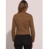 imageAllegra K Womens Denim Jacket Collarless Round Neck Button Down Long Sleeve Jean JacketsDark Brown