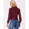 imageAllegra K Womens Denim Jacket Collarless Round Neck Button Down Long Sleeve Jean JacketsDark Red