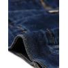 imageAllegra K Womens Denim Jacket Collarless Round Neck Button Down Long Sleeve Jean JacketsDeep Blue