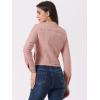 imageAllegra K Womens Denim Jacket Collarless Round Neck Button Down Long Sleeve Jean JacketsDusty Pink