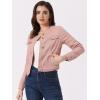 imageAllegra K Womens Denim Jacket Collarless Round Neck Button Down Long Sleeve Jean JacketsDusty Pink