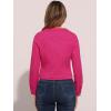 imageAllegra K Womens Denim Jacket Collarless Round Neck Button Down Long Sleeve Jean JacketsHot Pink