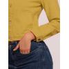 imageAllegra K Womens Denim Jacket Collarless Round Neck Button Down Long Sleeve Jean JacketsYellow