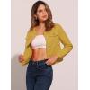 imageAllegra K Womens Denim Jacket Collarless Round Neck Button Down Long Sleeve Jean JacketsYellow
