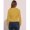 imageAllegra K Womens Denim Jacket Collarless Round Neck Button Down Long Sleeve Jean JacketsYellow