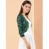 imageAllegra K Womens Elegant 34 Sleeve Sheer Floral Lace Shrug TopDark Green