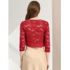 imageAllegra K Womens Elegant 34 Sleeve Sheer Floral Lace Shrug TopDeep Red