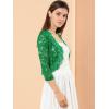 imageAllegra K Womens Elegant 34 Sleeve Sheer Floral Lace Shrug TopGreen