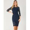 imageAllegra K Womens Elegant Mesh Sheer Long Sleeve Stretch Knit Floral Lace Bodycon DressNavy