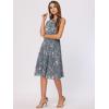 imageAllegra K Womens Floral Print Summer ALine Below Knee Length Sleeveless Pleated DressBlue Grey