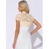 imageAllegra K Womens Lace Cardigan Stand Collar Short Elegant Shrug Open Front Cropped Bolero CardiganApricot