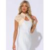 imageAllegra K Womens Lace Cardigan Stand Collar Short Elegant Shrug Open Front Cropped Bolero CardiganApricot