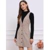 imageAllegra K Womens Overall Dresses Fall Jumper Halloween Houndstooth Pinafore Plaid DressesKhaki Check