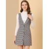 imageAllegra K Womens Overall Dresses Fall Jumper Halloween Houndstooth Pinafore Plaid DressesWhite Brown