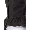 imageAllegra K Womens Peplum Denim Jackets Collarless Round Neck Button Down Cropped Ruffle Hem JacketBlack