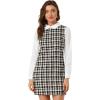 imageAllegra K Womens Peter Pan Dress 60s Clock Block Mini Long Sleeve DressesBlack Orange