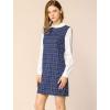 imageAllegra K Womens Peter Pan Dress 60s Clock Block Mini Long Sleeve DressesBlue