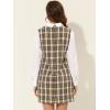 imageAllegra K Womens Peter Pan Dress 60s Clock Block Mini Long Sleeve DressesBrown