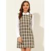 imageAllegra K Womens Peter Pan Dress 60s Clock Block Mini Long Sleeve DressesBrown