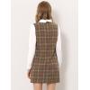 imageAllegra K Womens Peter Pan Dress 60s Clock Block Mini Long Sleeve DressesDark Brown