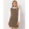 imageAllegra K Womens Peter Pan Dress 60s Clock Block Mini Long Sleeve DressesDark Brown