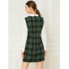 imageAllegra K Womens Peter Pan Dress 60s Clock Block Mini Long Sleeve DressesGreen