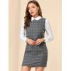 imageAllegra K Womens Peter Pan Dress 60s Clock Block Mini Long Sleeve DressesGrey