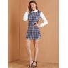 imageAllegra K Womens Peter Pan Dress 60s Clock Block Mini Long Sleeve DressesPurple