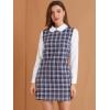 imageAllegra K Womens Peter Pan Dress 60s Clock Block Mini Long Sleeve DressesPurple