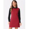 imageAllegra K Womens Peter Pan Dress 60s Clock Block Mini Long Sleeve DressesRed Solid