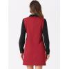 imageAllegra K Womens Peter Pan Dress 60s Clock Block Mini Long Sleeve DressesRed Solid