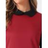 imageAllegra K Womens Peter Pan Dress 60s Clock Block Mini Long Sleeve DressesRed Solid